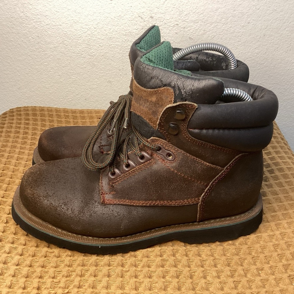 Honchos Leather Brown lace up work Boots Mens US Sz 6.5 Hiking Oil resistant